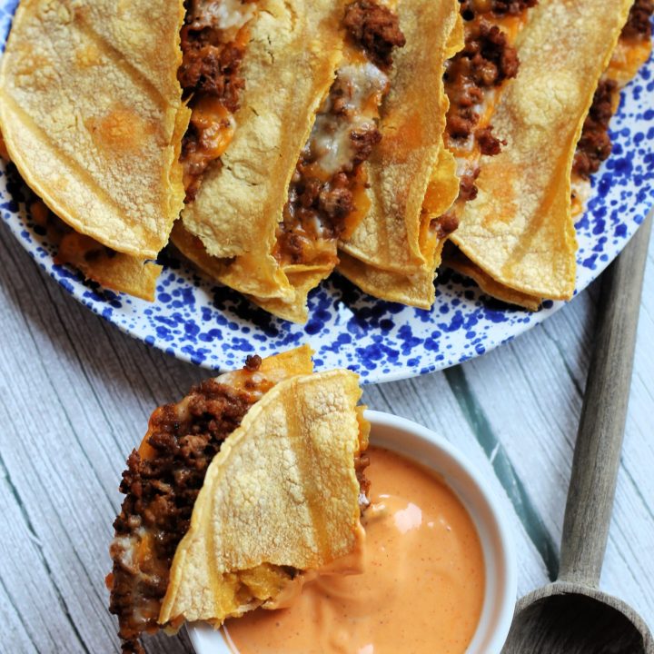 crunchy baked pork tacos