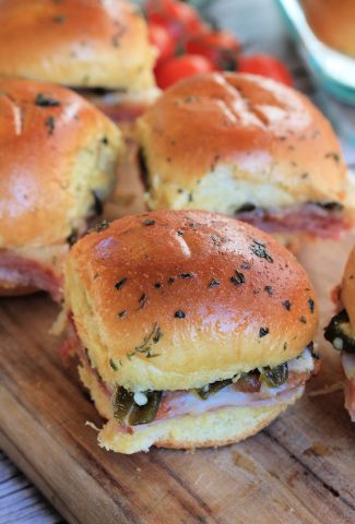 Ham, bacon and cheese sliders