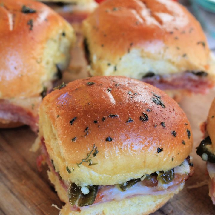 Ham, bacon and cheese sliders